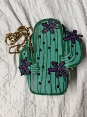 Bam forever Cactus Crossbody Bag with Purple Flower Accents